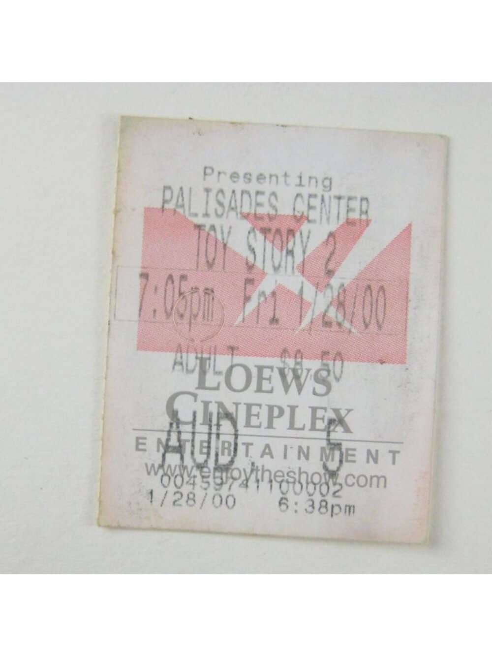 Toy Story 2 Movie Ticket Stub 2000 Palisades Center Loews Cineplex Entertainment